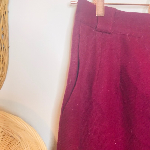 vtg retro 90s wine maroon high waisted wool shorts - Picture 4 of 5